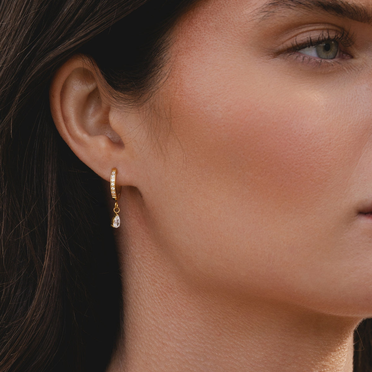 Zircon Teardrop Huggie Earrings — Spark