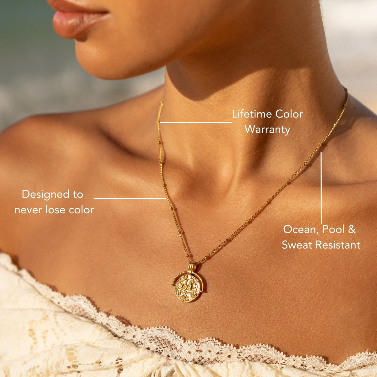 Athena Coin Pendant Necklace, Steel — Goddess