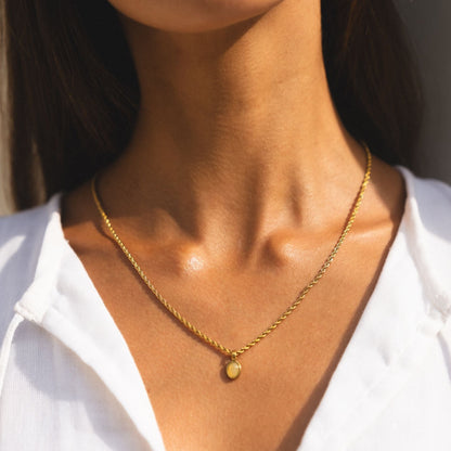 Oval Aventurine Rope Necklace — Venetia