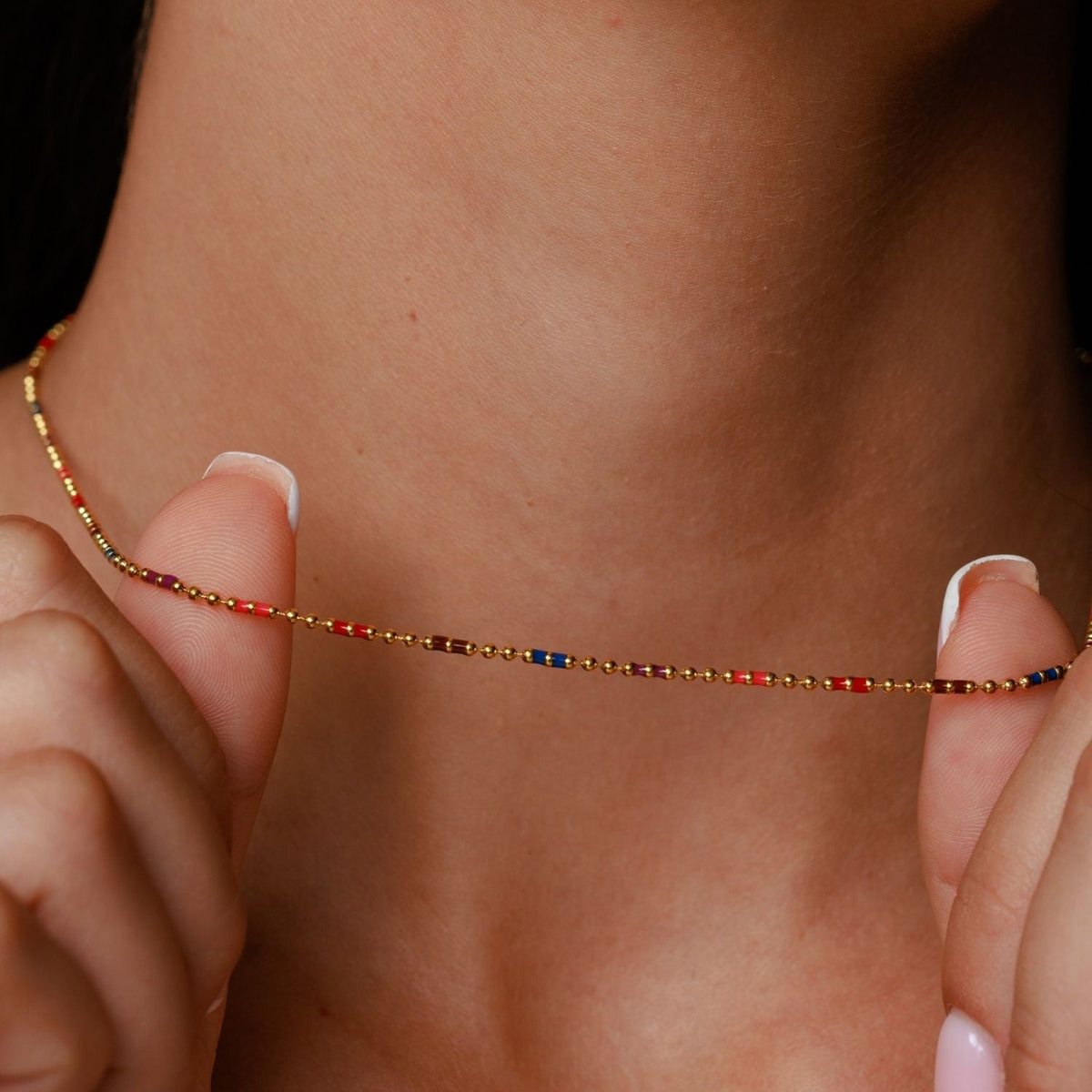 Multicolor Beaded Choker, 39 cm — Bahía