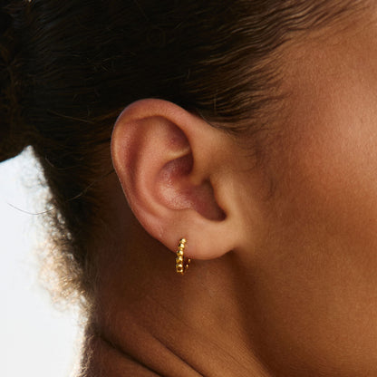 Beaded Edge Hoop Earrings, 9 mm