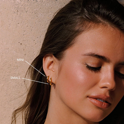 Classic Thick Hoop Earrings, 14–36 mm, Steel