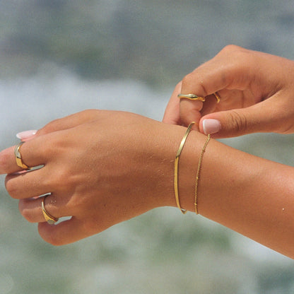 Herringbone and Beaded Layered Bracelet