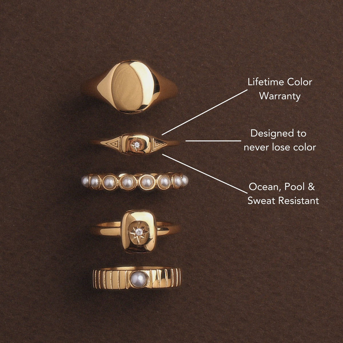 Starburst White Stone Signet Ring — Starlight