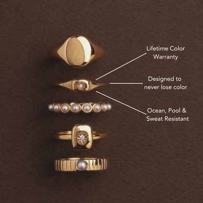 Starburst White Stone Signet Ring — Starlight