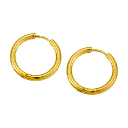 Classic Plain Hoop Earrings, 14–21 mm
