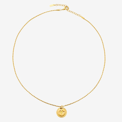 Compass Zircon Pendant Necklace, 16 mm, Steel