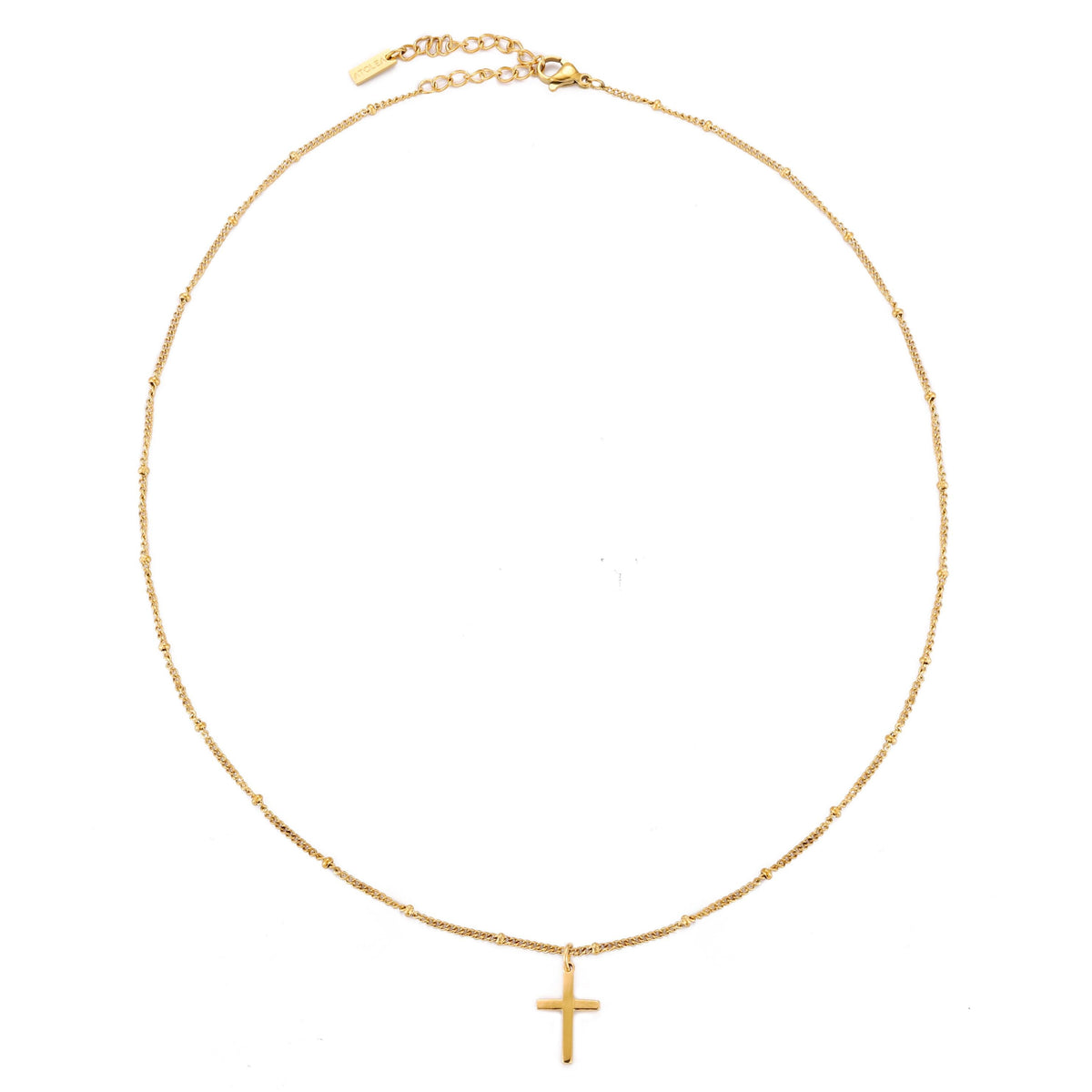 Small Cross Beaded Chain Necklace, 45 cm