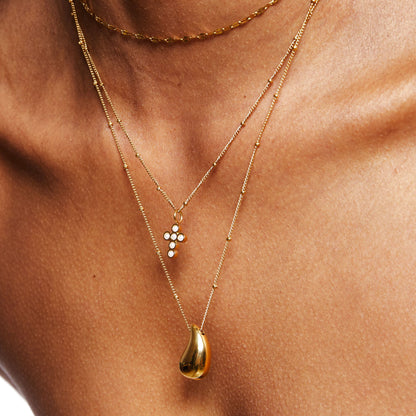 Polished Teardrop Pendant Necklace, 45 cm