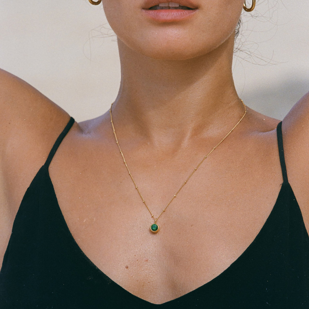 Round CZ Birthstone Necklace, 9 mm