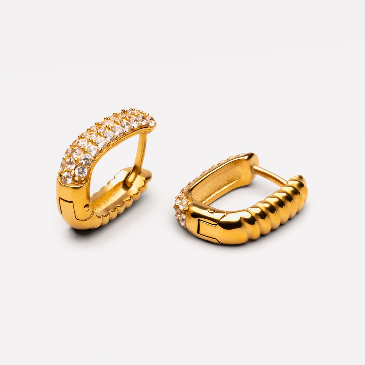 Clear Zircon Oval Huggie Earrings — Glacier