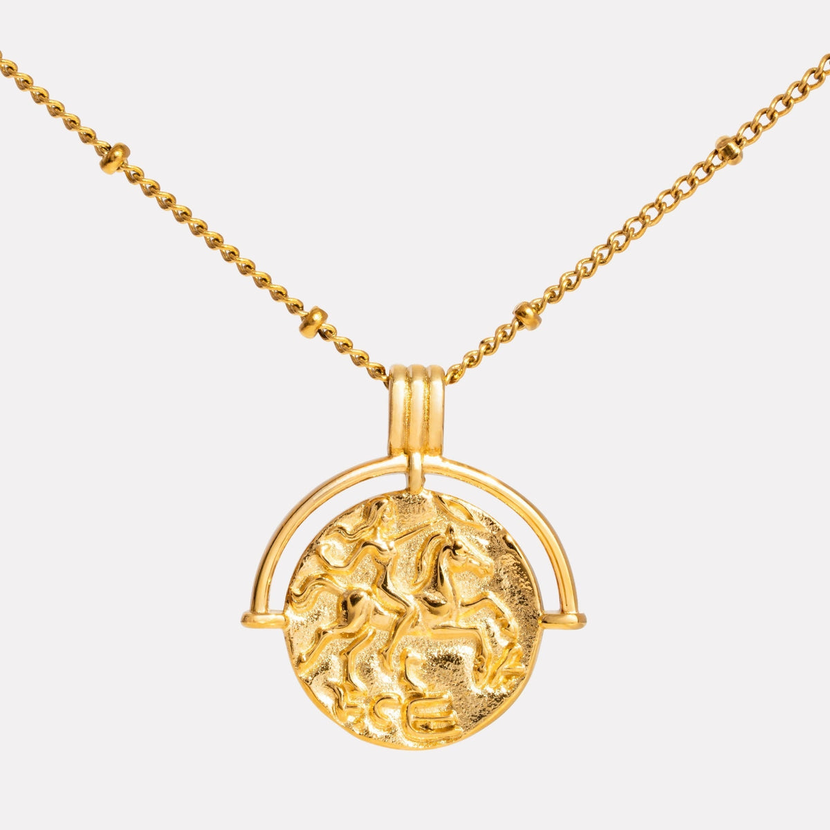 Athena Coin Pendant Necklace, Steel — Goddess