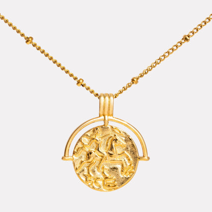 Athena Coin Pendant Necklace, Steel — Goddess
