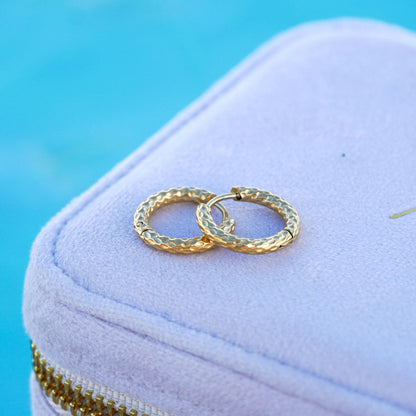 Hammered Hoop Earrings, 17 mm