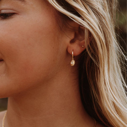 Sunburst Zirconia Hoop Earrings, 925 Silver — Helios
