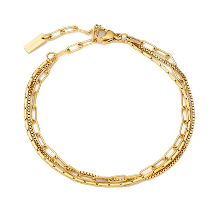 Triple Layered Chain Bracelet, Stainless Steel