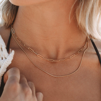 Paperclip and Snake Layered Necklace — Melrose