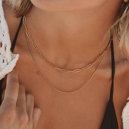 Paperclip and Snake Layered Necklace — Melrose
