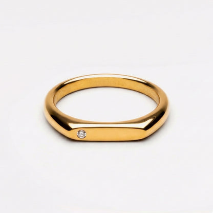 Single White Zircon Bar Ring, Steel — Lumi