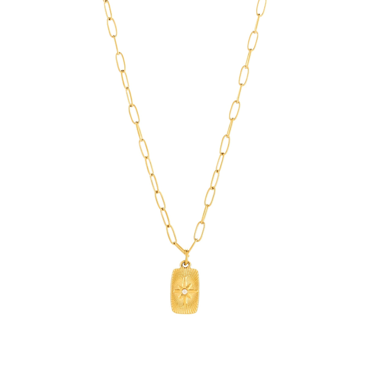 Zircon North Star Pendant Necklace, Steel