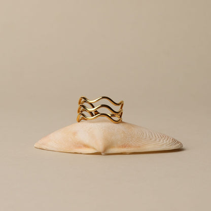 Triple Wave Band Ring — Ocean