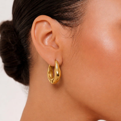 Organic Sculpted Hoop Earrings, 20 mm, Stainless Steel