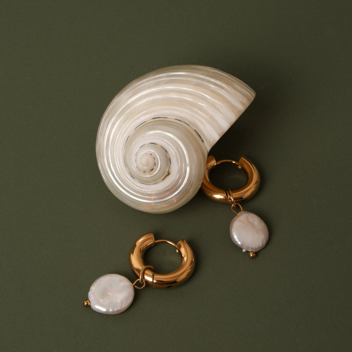 Chunky Freshwater Pearl Hoop Earrings, 18 mm