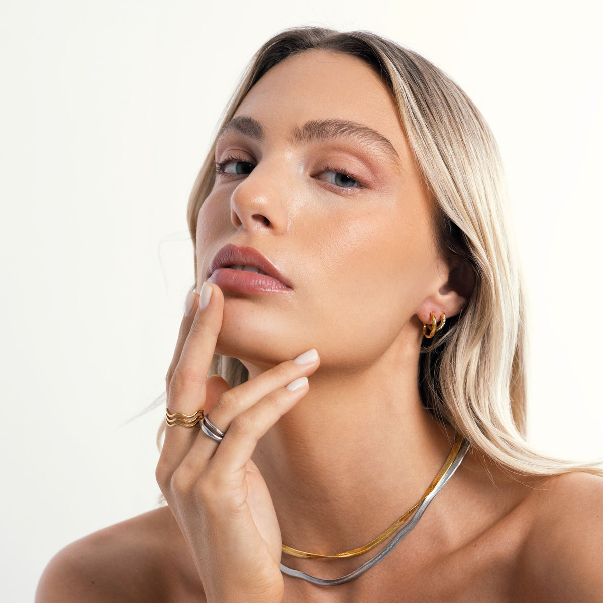 Two Sculpted Stacking Rings Set — Gemini