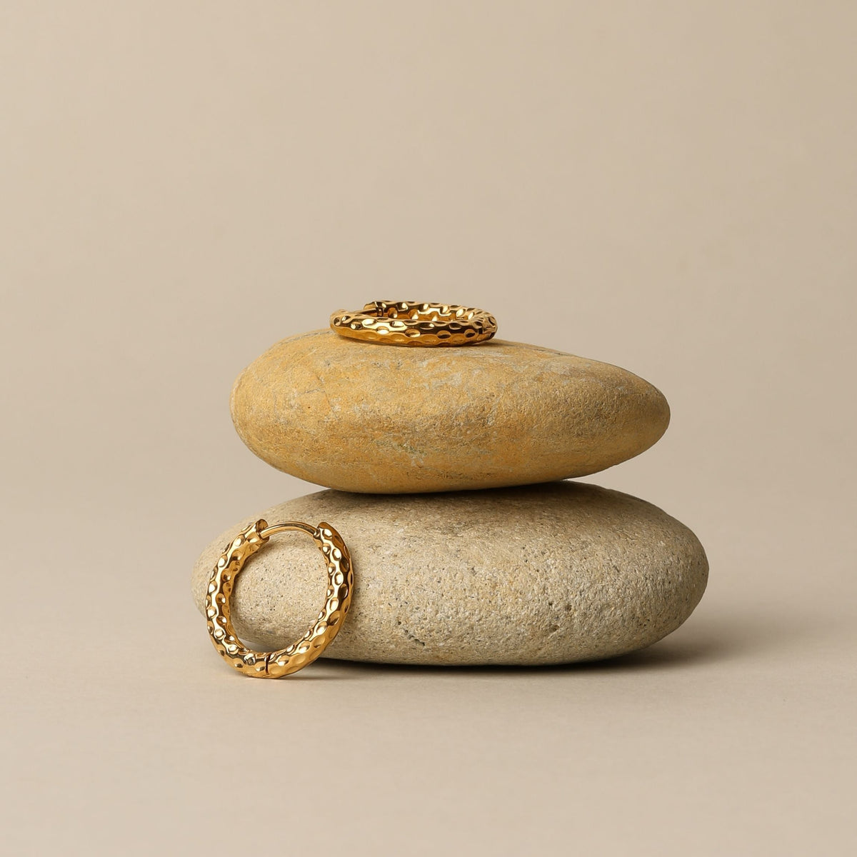 Hammered Hoop Earrings, 17 mm