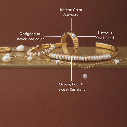 Shell Pearl Grooved Band Ring — Moana