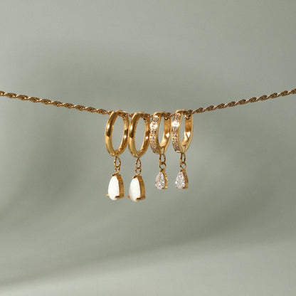 Zircon Teardrop Huggie Earrings — Spark