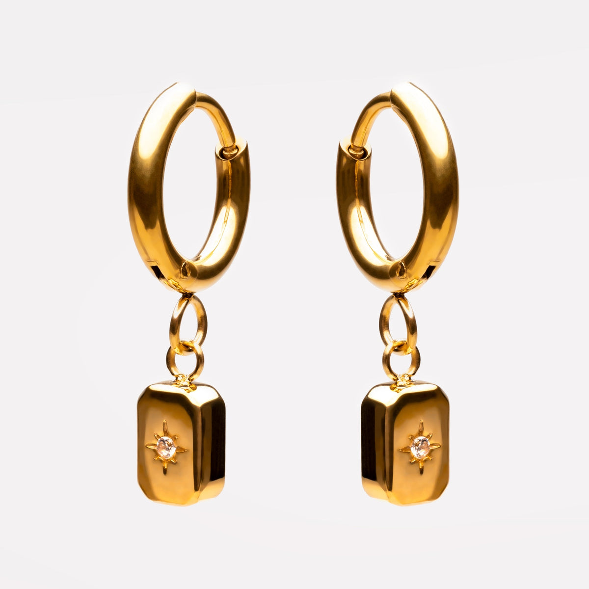 Star-Set Zircon Charm Hoop Earrings — Celestial