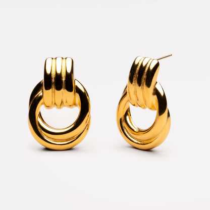 Sculptural Double Oval Drop Earrings — Louvres
