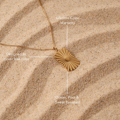 Sunburst Tag Pendant Necklace — Seaside