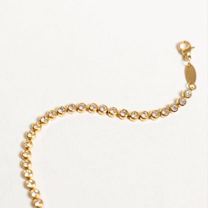Round Zircon Tennis Bracelet, 17 cm, Steel