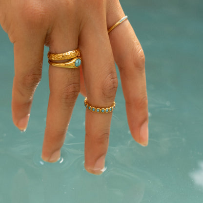 Turquoise Eternity Band Ring, Steel — Azure