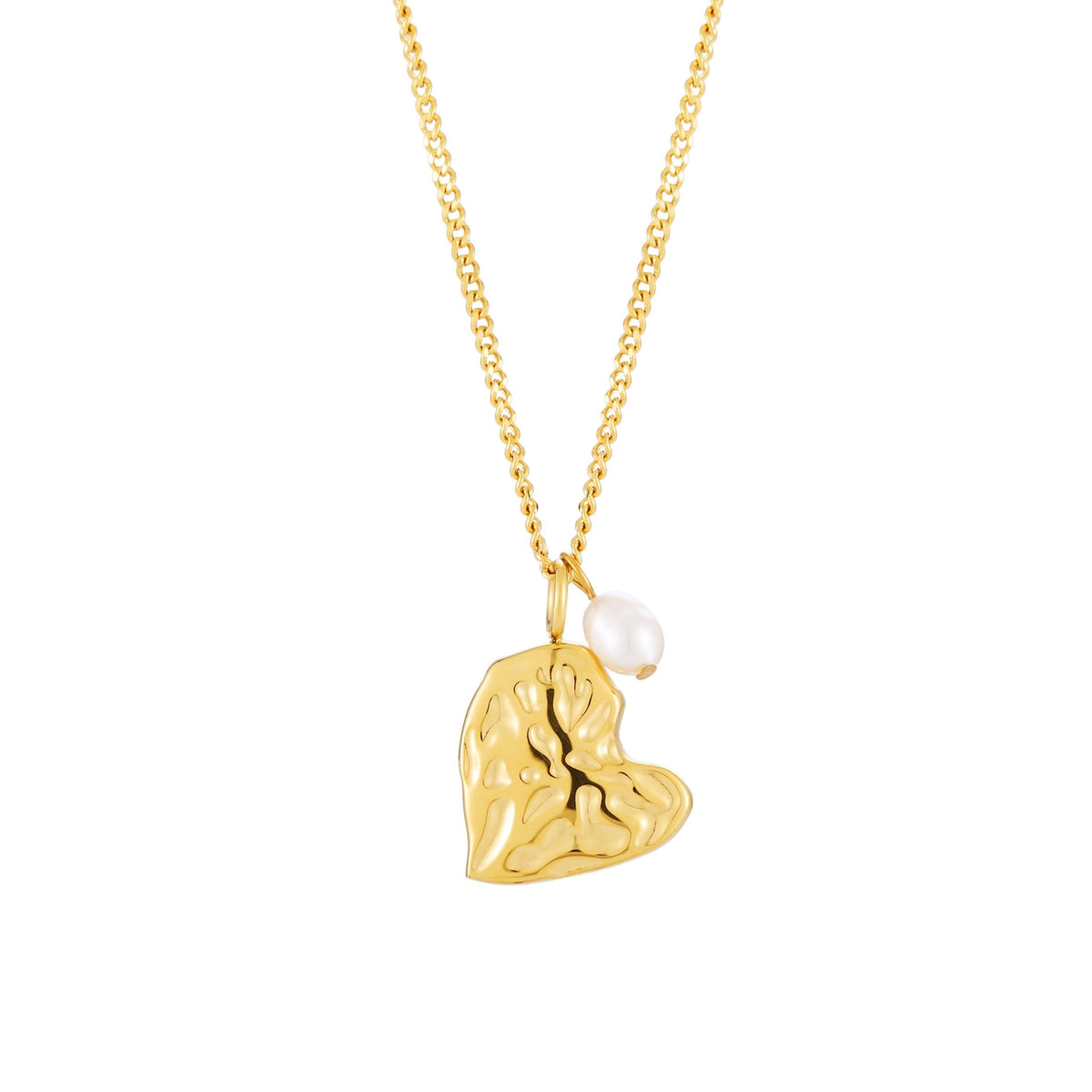 Textured Heart and Pearl Necklace — Valentine