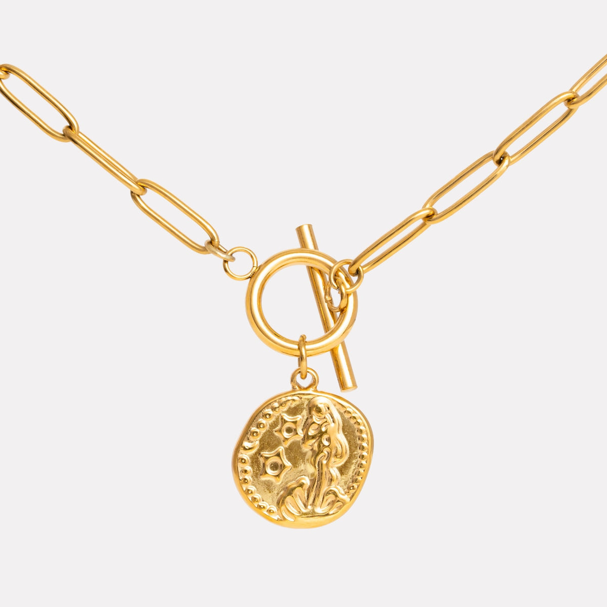 Coin Pendant Paperclip Necklace, 44 cm — Venus