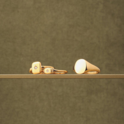 Starburst White Stone Signet Ring — Starlight