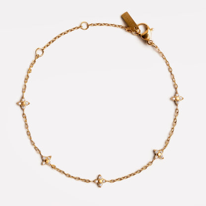 Quatrefoil Zircon Station Bracelet, Steel