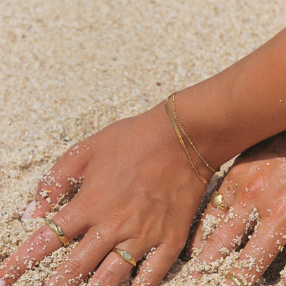 Herringbone and Beaded Layered Bracelet