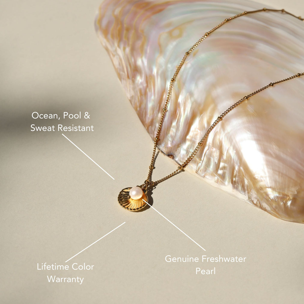 Reversible Shell and Pearl Pendant Necklace