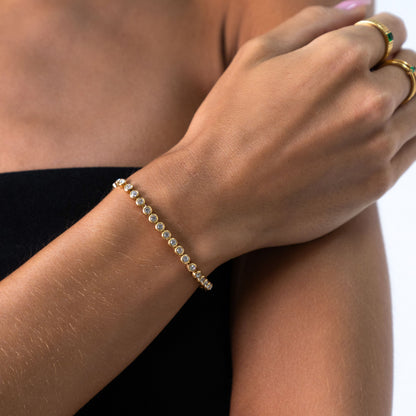 Round Zircon Tennis Bracelet, 17 cm, Steel