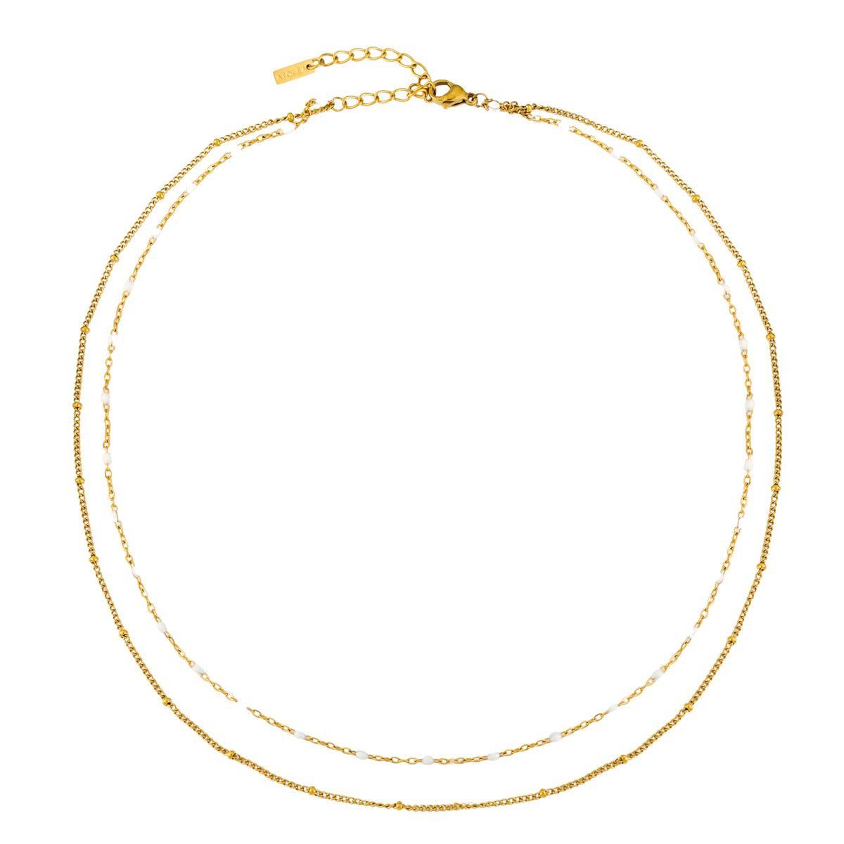 White Enamel Double Layer Choker, 40 cm