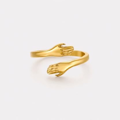 Adjustable Hug Hands Ring, Steel — Embrace