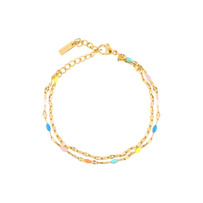 Rainbow Double Chain Bracelet, 16 cm