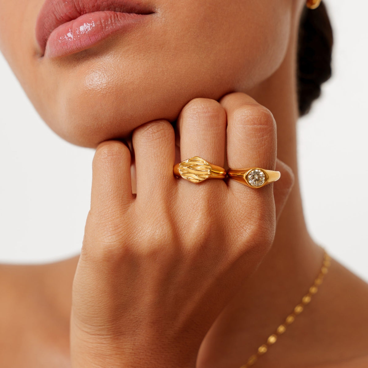 Sculpted Wave Band Ring, 18K Gold PVD Steel — Tide
