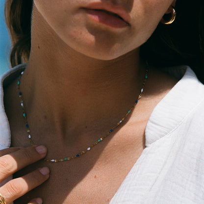 Blue and White Enamel Choker — Mykonos