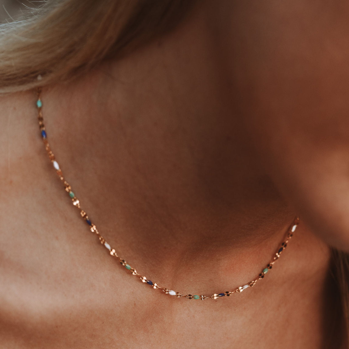 Blue and White Enamel Choker — Mykonos