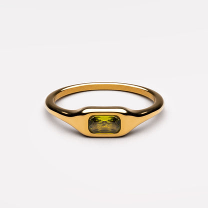 Green Rectangular Zircon Ring — Laguna